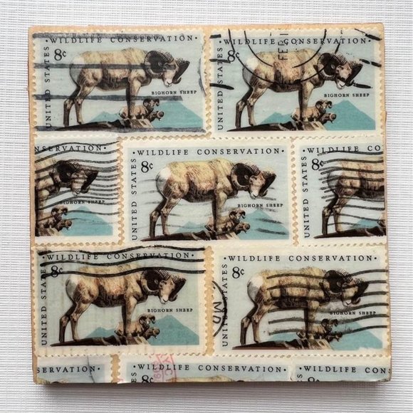 Wildlife Coasters Set x4 Recycled Postage Stamps - Picture 4 of 10